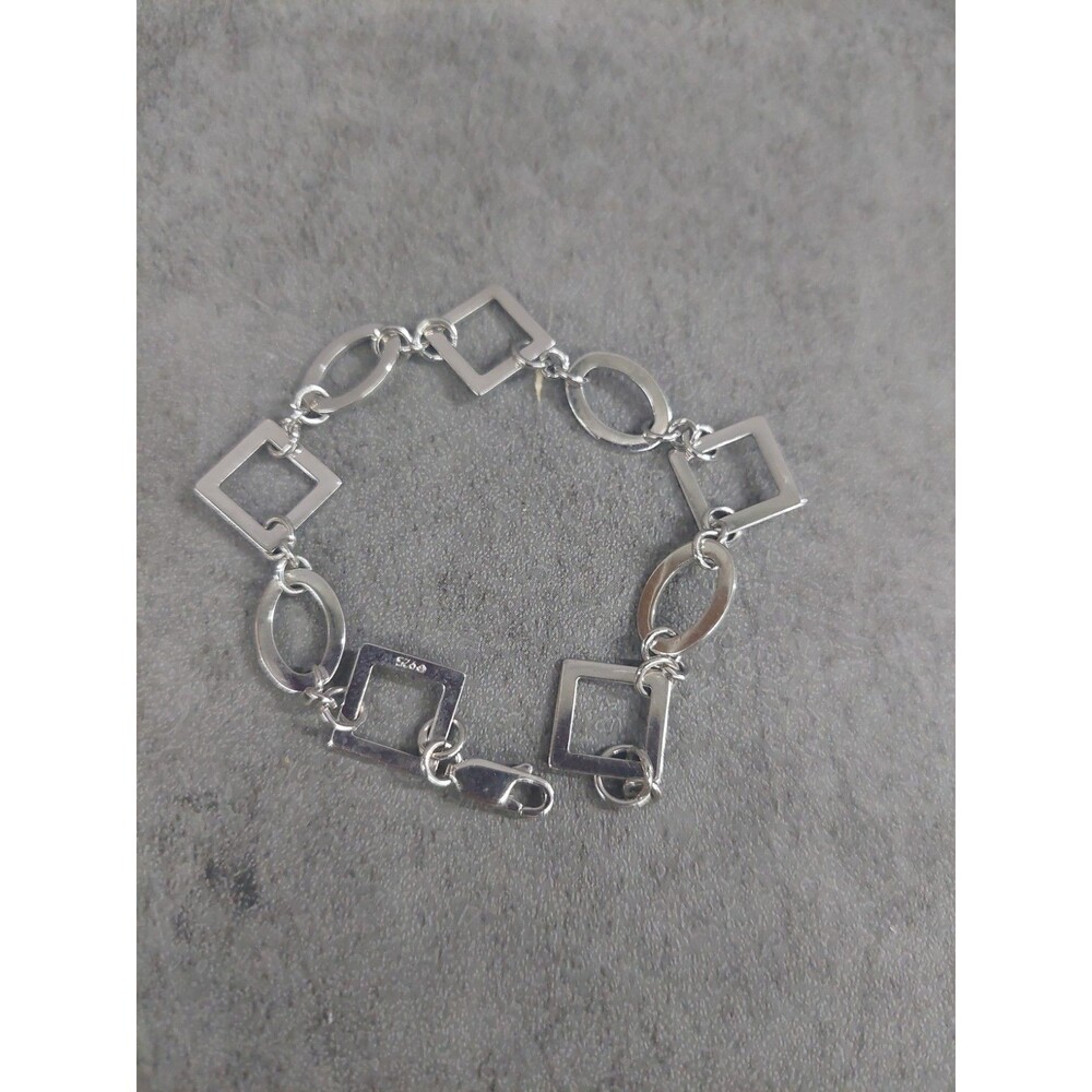 Sterling Silver Bracelet Squares And Circles 8.5 Grams